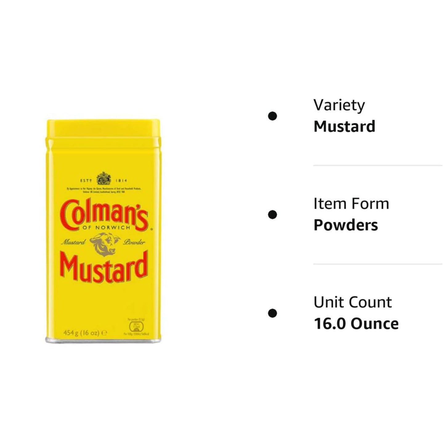 Colman's Double Superfine Mustard Powder, 4 Pound 6 Ounce Tin