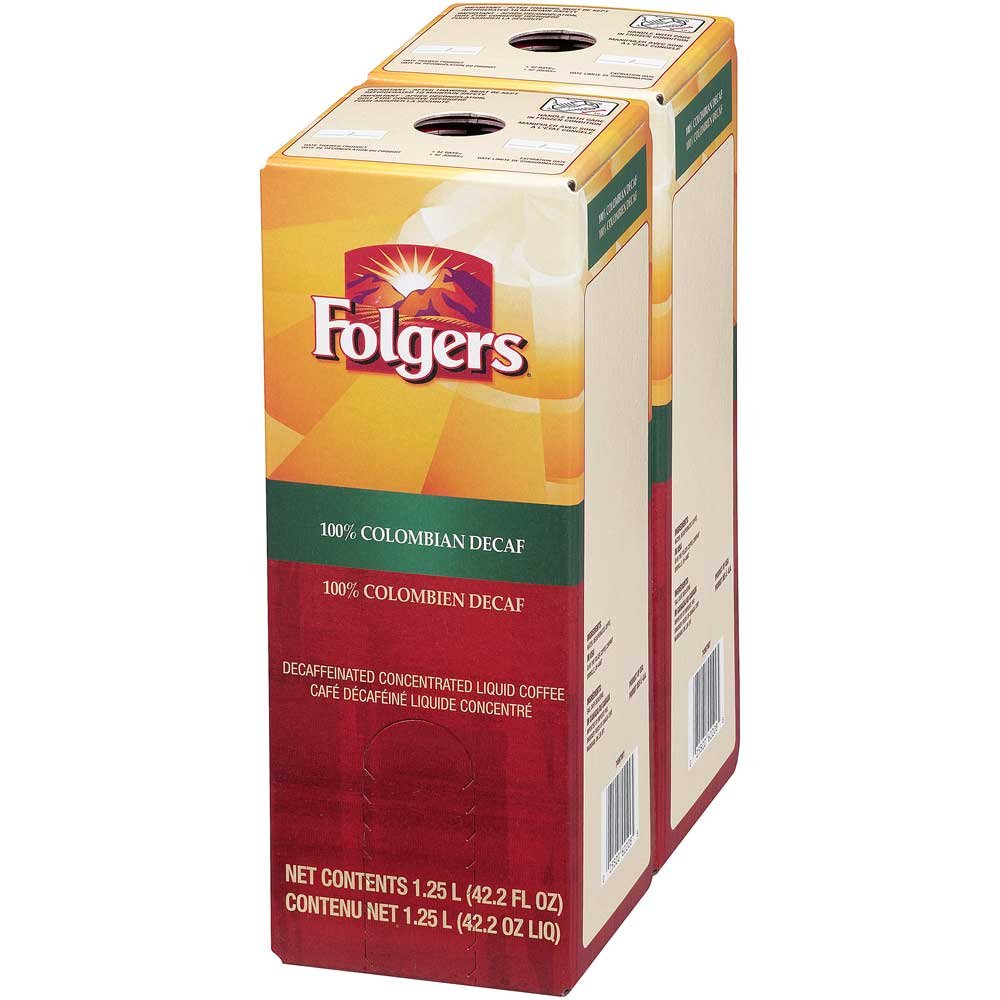 Folgers 100 Percent Colombian Decaffeinated Coffee Liquid, 1.25 Liter - 2 per case.