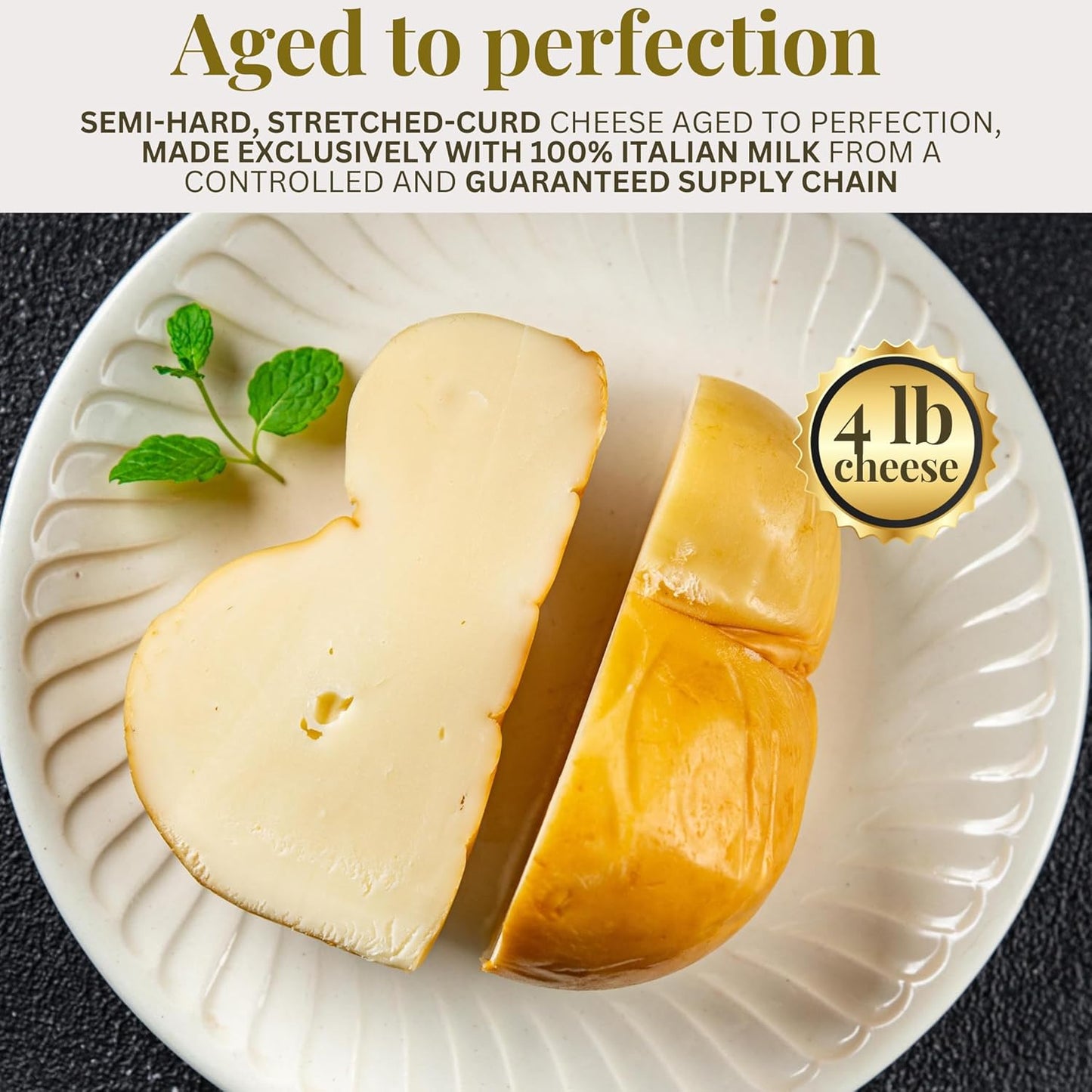 Caciocavallo Italian Cheese 1.9 kg (4 lb), Traditional Italian Product with Delicate Taste, Latteria Soresina, Made with 100% Italian Milk, Additive-free