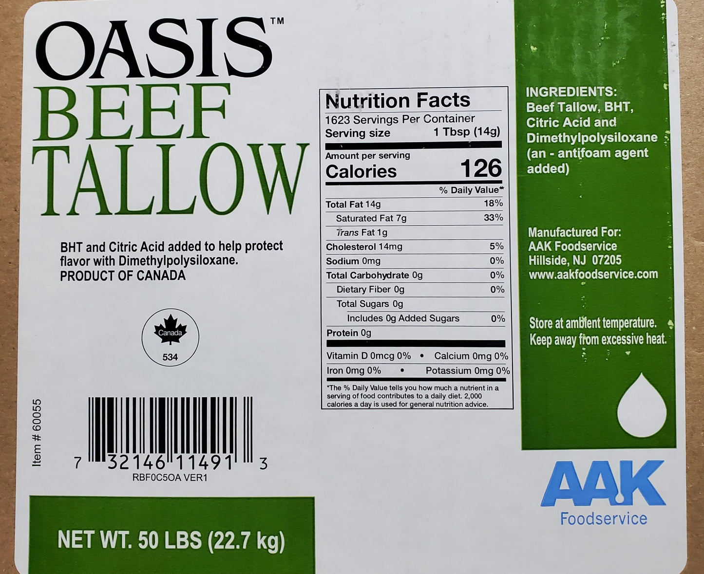 Beef Tallow 50 lbs Bulk Food Grade - 100% Beef Tallow