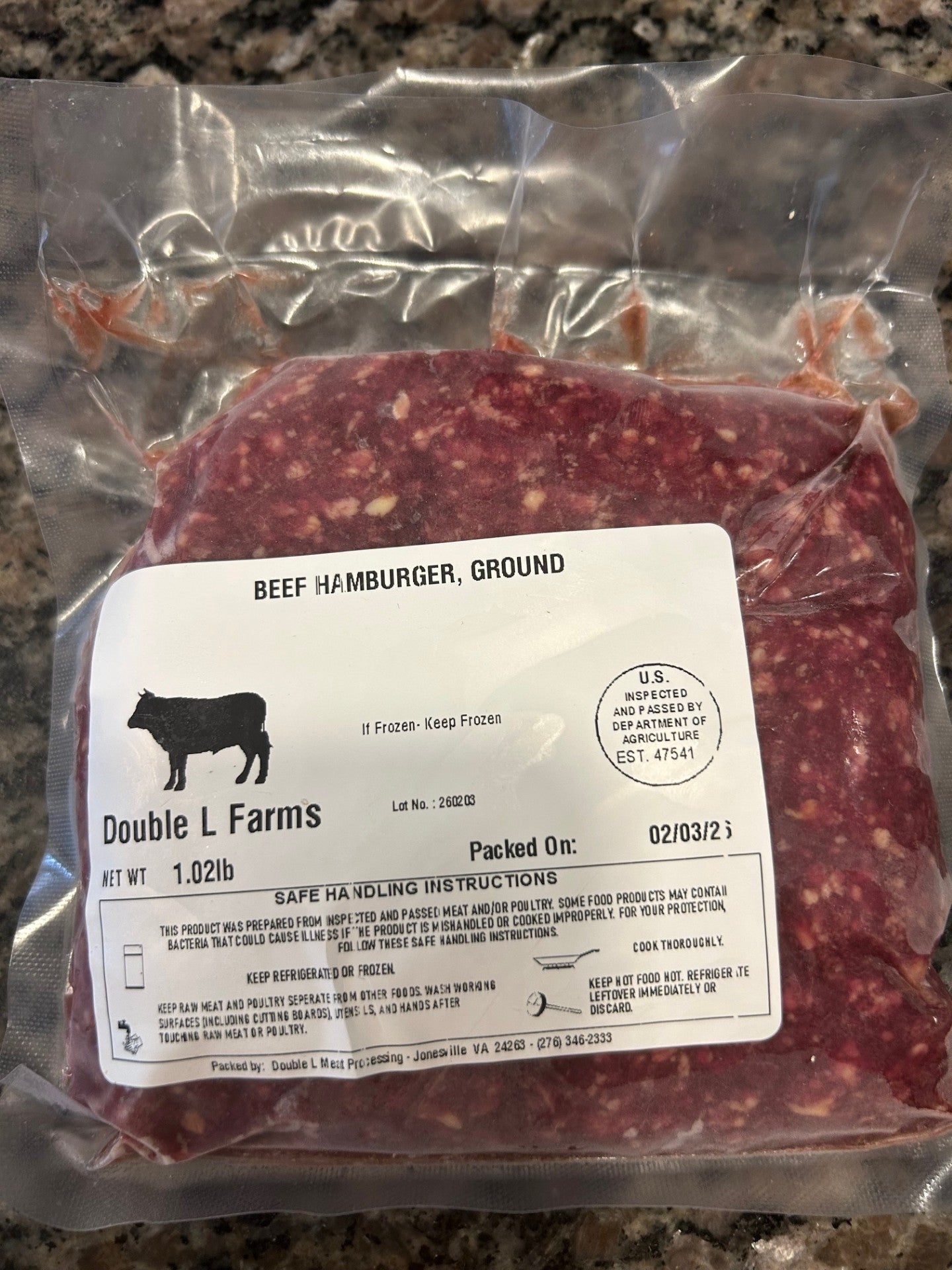 Double L Farms Grass Fed Ground Beef, 5 Pounds