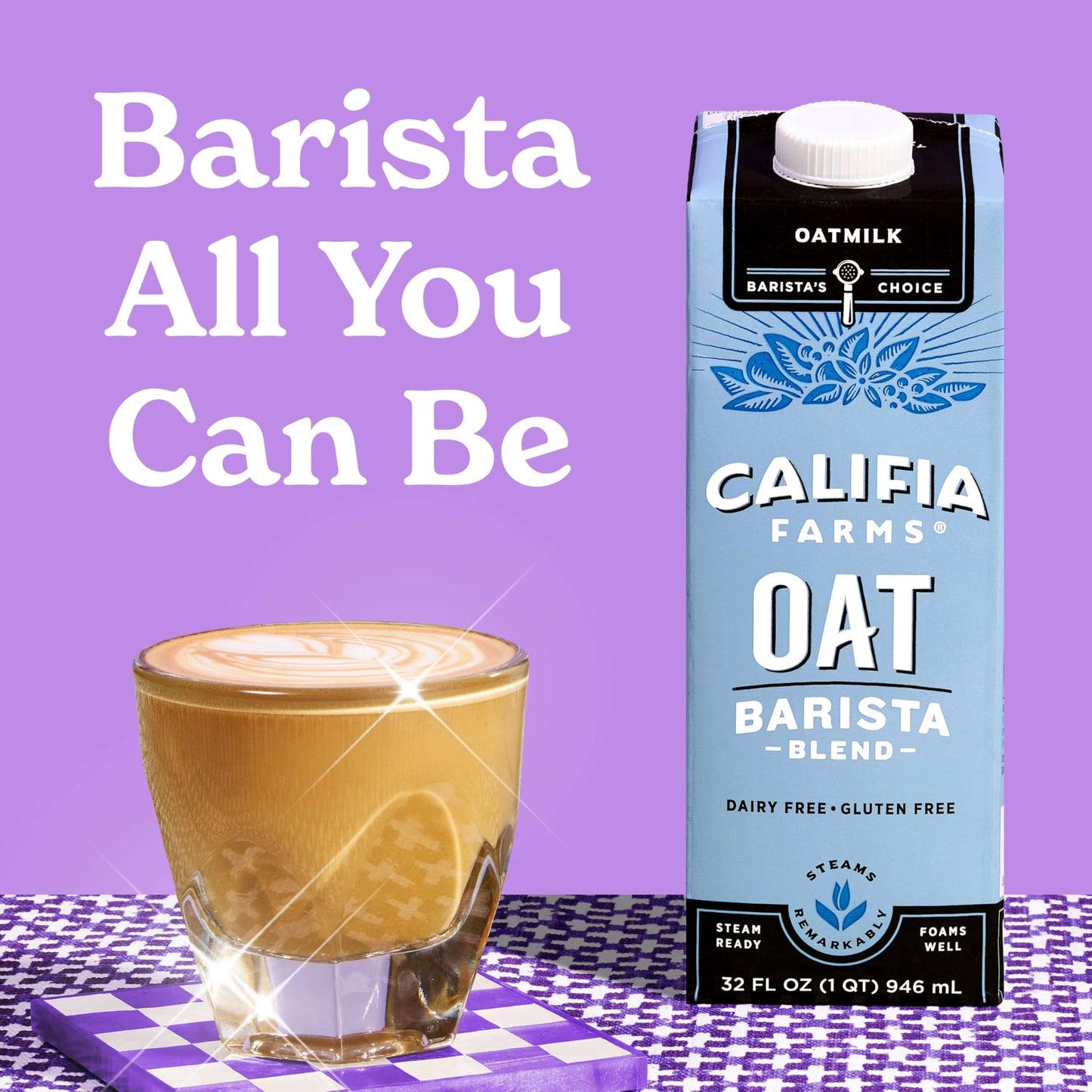 Califia Farms - Oat Barista Blend Oat Milk, 32 Oz (Pack of 6), Shelf Stable, Dairy Free, Plant Based, Vegan, Gluten Free, Non GMO, High Calcium, Milk Frother, Creamer, Oatmilk