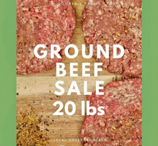 Double L Farms Grass Fed Ground Beef, 20 Pounds