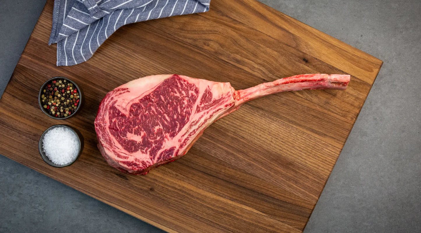 Tomahawk Ribeye Steaks, Grass Fed, Frenched - 4 pack